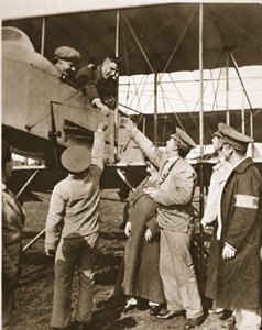 Risks of the air as a diversion after the trenches! Wounded soldiers taking air-trips by English Photographer